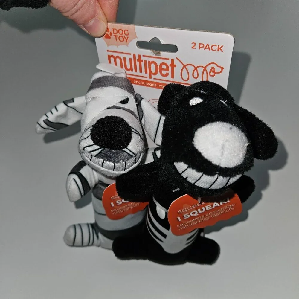 NEW 2 Multipet Squeaky Plush Dog Toy Lot Mummy Skeleton Halloween Small 6